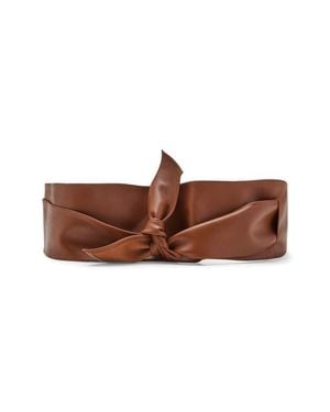 Mango Starring Hailey Bieber Leather Cummerbund Belt - Brown