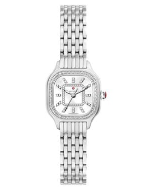 Michele Mini Meggie Mother-Of-Pearl & Diamond Bracelet Watch, 23Mm X 25Mm - White