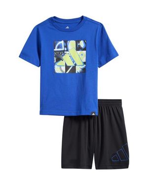 adidas Kids' Graphic T-Shirt & Athletic Shorts Set (Little Kid_ - Blue