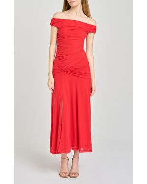Wayf X Hannah Lovey Porter Margaux Off The Shoulder Ruched Dress (Nordstrom Exclusive) - Red