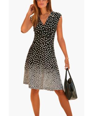 Lascana Polka Dot V-Neck Dress - Black