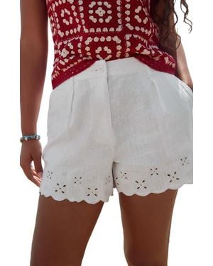 Next Embroidered Eyelet Linen Blend Shorts