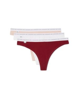 Lacoste 3-Pack Stretch Cotton Thongs - Red