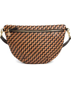 Clare V. Grande Woven Leather Belt Bag - Brown