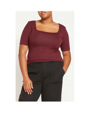 UNIVERSAL STANDARD Foundation Short Sleeve Top - Purple