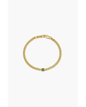 Yoj Pea Malachite Stone Curb Chain Bracelet - Metallic