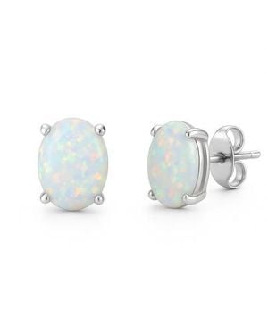 Donatello Gian Sterling Oval Opal Studs - Blue