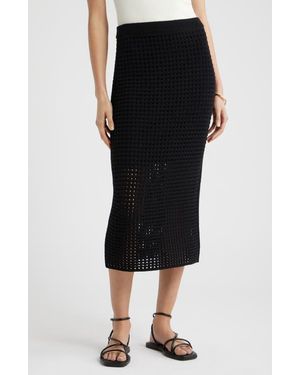 Nordstrom Mesh Stitch Midi Skirt - Black