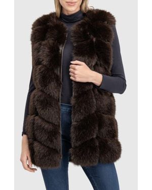 Lyla Grant Fur-Free Fox (Faux Fur) Chevron Vest - Black