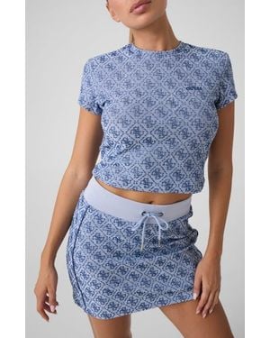 Guess 4G Allover Logo Graphic T-Shirt - Blue