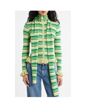 Damson Madder Anelis Organic Cotton & Merino Wool Blend Cardigan - Green