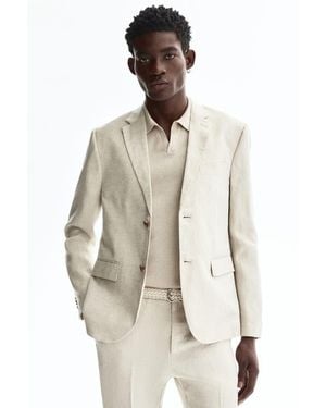 H&M Slim Fit Linen Jacket - Natural