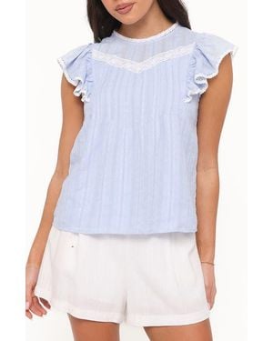 Petal & Pup Laoise Lace Inset Ruffle Top - Blue