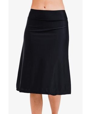 Calypsa Long Swim Skort With Capri Leggings - Black