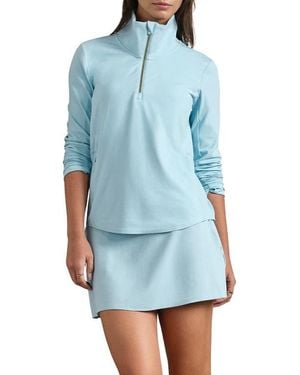 Rhone Course To Court Long Sleeve Quarter Zip Top - Blue
