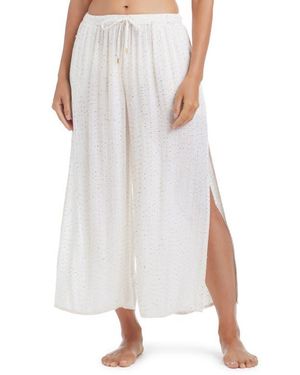 Rod Beattie Sequin Embellished Side Slit Cover-Up Pants - White