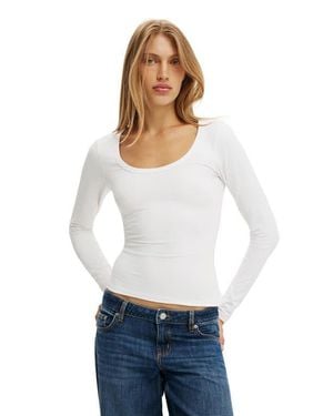 Cotton On Everyday Smooth Scoop Neck Long Sleeve - White