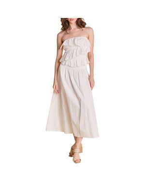 Endless Rose Mixed Media Ruffle Strapless Maxi Dress - Pink