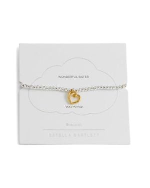 Estella Bartlett Heart Beaded Stretch Bracelet - White
