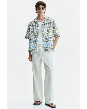 H&M Relaxed Fit Patterned Resort Shirt - Blue