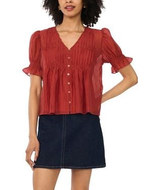 Vince Camuto Pintuck Chiffon Top - Red