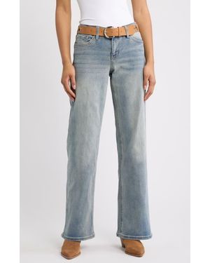 YMI Britney Belted Wide Leg Jeans - Blue