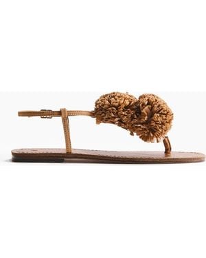H&M Appliquéd Strappy Sandals - Brown