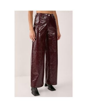 Nasty Gal High Shine Faux Leather Slouch Pant - Red
