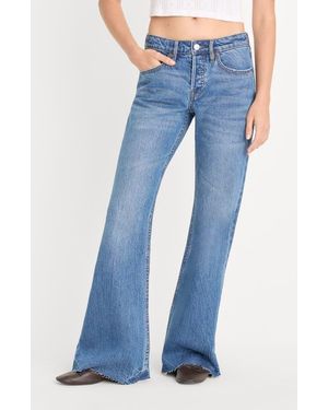 GOOD AMERICAN Raw Hem Low Rise Relaxed Flare Jeans - Blue