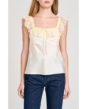 Wayf Ella Lace Trim Camisole - White