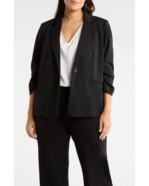Anne Klein Scrunch Sleeve Ponte Knit Blazer - Black