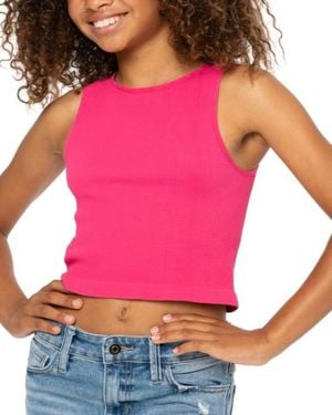 Malibu Sugar Ribbed Crop Sports Tank Top - Pink