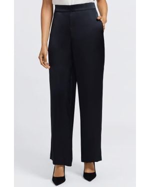Foxcroft Hostess Satin Pull-On Pants - Black