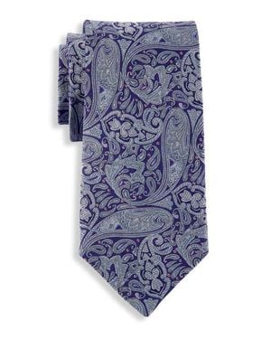 Oak Hill Premium by DXL Big & Tall Fancy Paisley Tie - Blue
