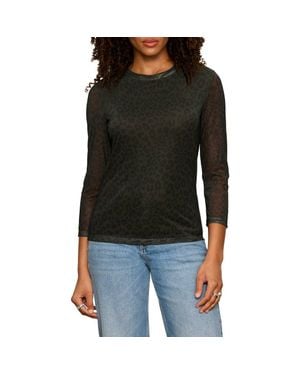 Sanctuary Print Mesh Top - Black