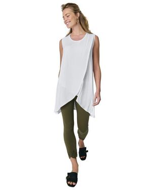Jessica London Sleeveless Tulip Overlay Knit Tunic - White