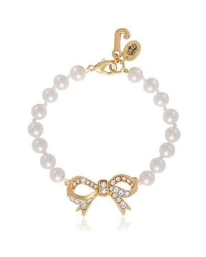 Juicy Couture Pearl Bracelet With Pave Bow - Metallic