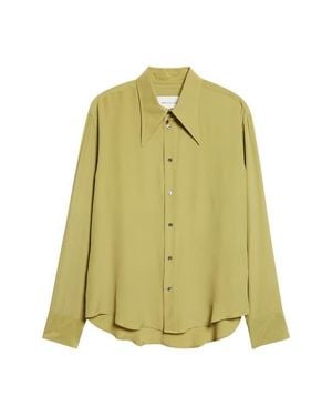 Ami Paris Crêpe De Chine Button-Up Shirt - Yellow