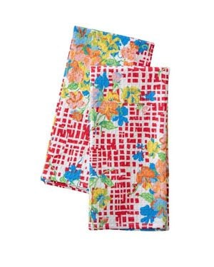 Modern Prairie Lisbon Rose Tea Towels, Set Of 2 - White