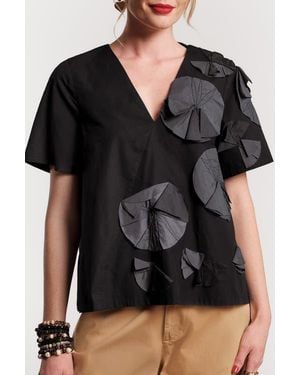Frances Valentine Schooner Top Flowers - Black