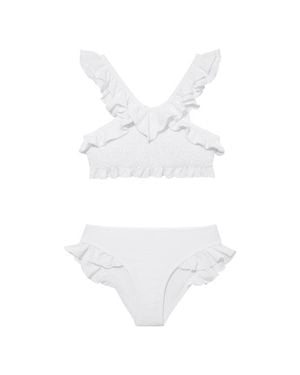 Moeva Effy Ruffle Strap And Trim Kids Bikini Set - White