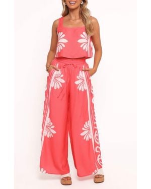 Petal & Pup Timothy Linen Blend Square Neck Tank & Wide Leg Pants Set - Red