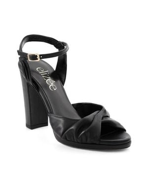 Elizee Simone Sandal Leather Platform Heel - Black