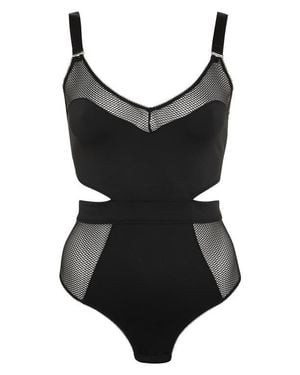 TOPSHOP Dita Mesh Panel Thong Bodysuit - Black