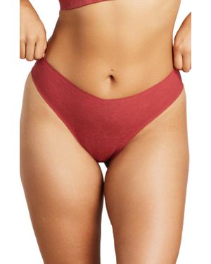 Siella Soft Lace Thong - Red