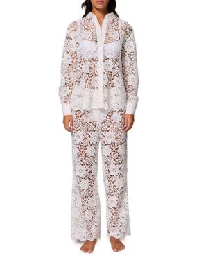 Simone Perele Louison Sheer Lace Button-Up Shirt - White
