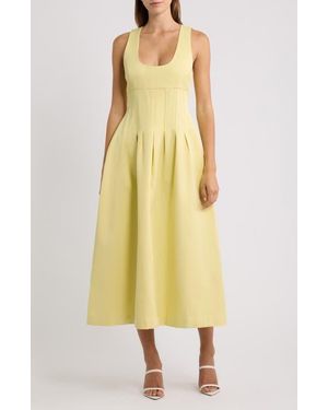 Odd Muse Cinched Midi Dress - Yellow