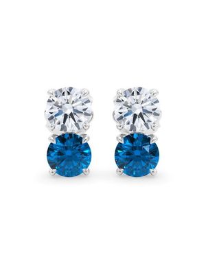 HauteCarat Lab Grown Diamond & Sapphire Earrings - Blue