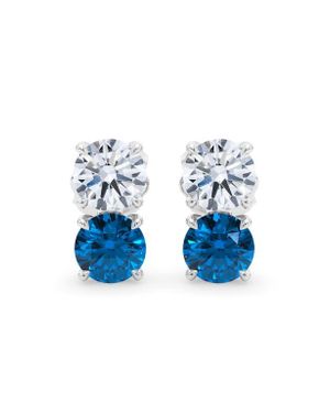 HauteCarat Lab Grown Diamond & Sapphire Earrings - Blue