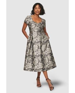 Wallis Jacquard Seam Detail Midi Dress - Black
